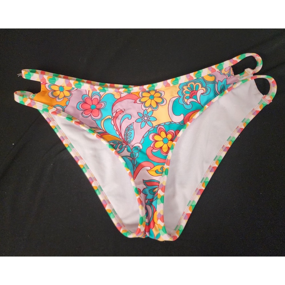Cupshe Multicolor floral  Strappy Bikini Cut Swim Bottom‎ Large - NWT